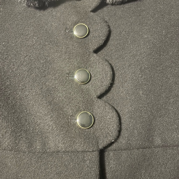 Janie and Jack Black Pea Coat with Faux Fur Collar - Picture 3 of 6